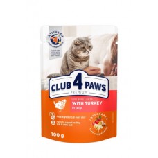 Club 4 Paws Premium влажный корм для кошек с индейкой в желе 100г*24шт
