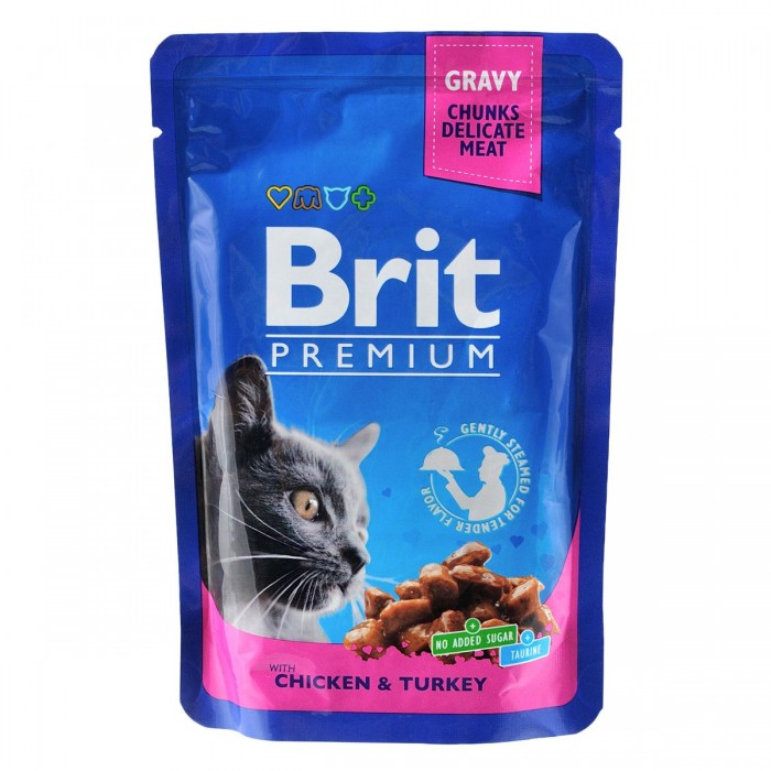 Brit Premium Cat pouch курица и индейка 100г*24шт