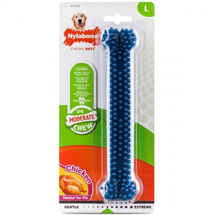 Nylabone Moderate Chew Dental Bone игрушка кость для собак крупных пород с ароматом курицы 20,3см