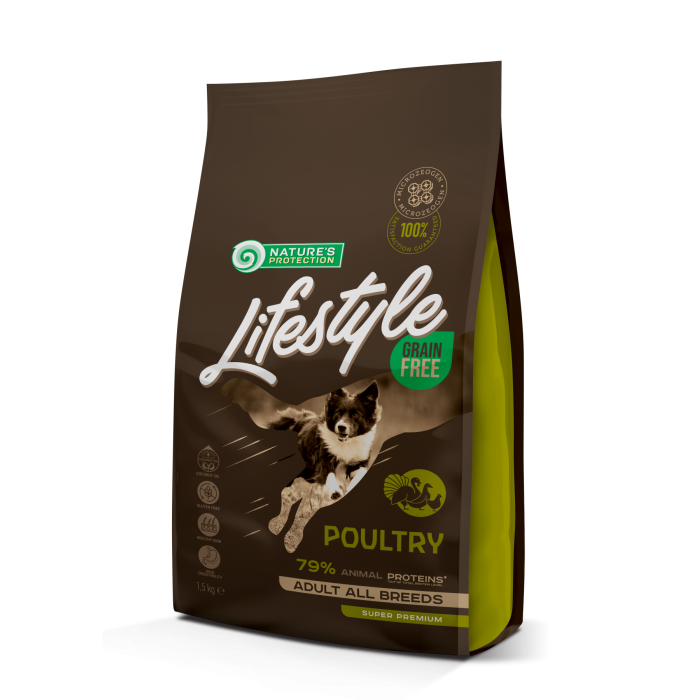 Nature's Protection Lifestyle Grain Free Poultry Adult All Breeds для собак с птицей 1,5 кг