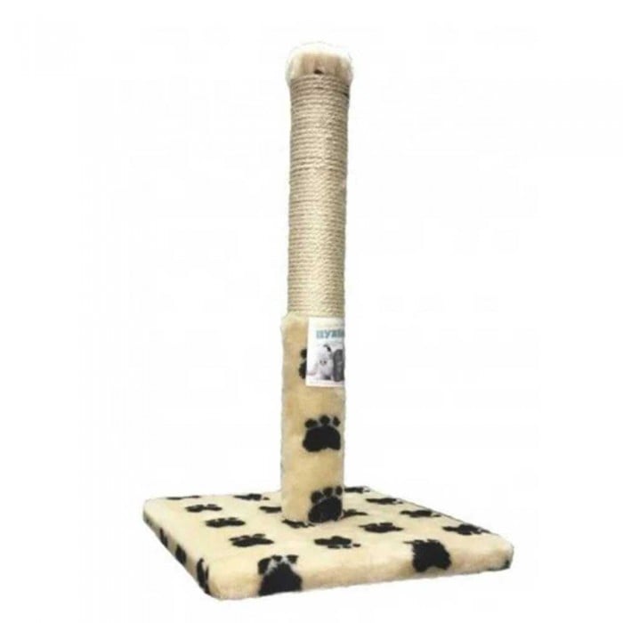 Пухнастики кігтеточка для котів стовпчик на підставці (джут) бежева з лапками 30×50 см