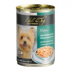 Edel Dog Кусочки с телятиной и кроликом в соусе для собак​ 400g