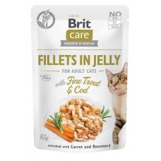 Brit Care Cat pouch филе с треской и форелью в желе 85g