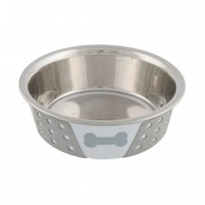 Trixie металическая миска с силиконовым покрытием белая/серая 0,4 л/14 см