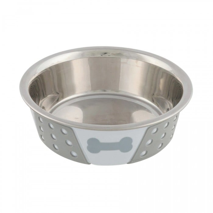 Trixie металева миска із силіконовим покриттям біла/сіра 0,4 л/14 см