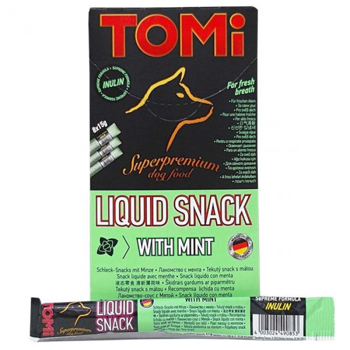TOMI LIQUID SNACK MINT & INULIN жидкое лакомство для собак с мятой и инулином 15 г