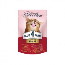 Club 4 Paws Premium Selection для кошек с говядиной в крем-супе из брокколи 85г*24шт