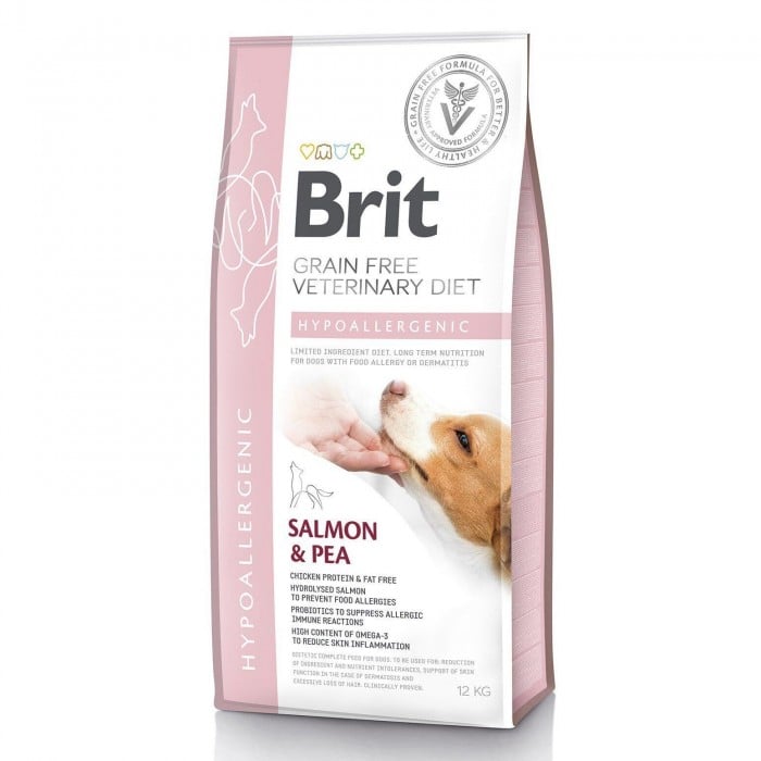 Brit GF VetDiets Dog Hypoallergenic сухой корм для собак с лососем, горохом и гречкой 12 kg