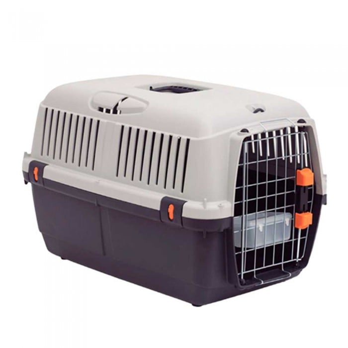 Bergamo Iata Bracco Travel 1 переноска з металевими дверцятами та поїлкою для котів та собак до 12 кг (сіро-чорна)