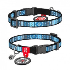 Collar WAUDOG Nylon нейлоновый ошейник "Этно синий" c QR паспортом для собак XS