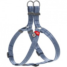 Collar WAUDOG Re-cotton светоотражающая шлея с QR паспортом для собак (синяя) M