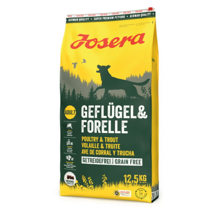 Josera Geflügel & Forelle сухой беззерновой корм с птицей и форелью для взрослых собак 12,5 кг