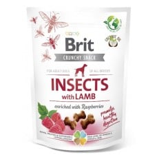 Brit Care Dog Crunchy Cracker Insects лакомства для собак с насекомыми, ягненком и малиной 200г