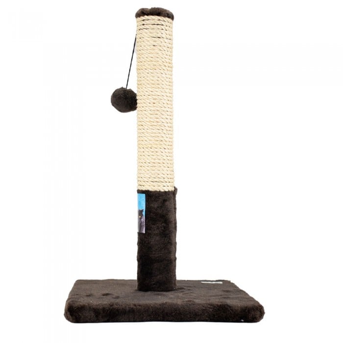 Пухнастики когтеточка для котов столбик на подставке (сизаль) шоколад 30×55 см