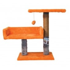 Пухнастики когтеточка для котов с диваном и полкой (джут) рыжая с серым 30×38×50 см