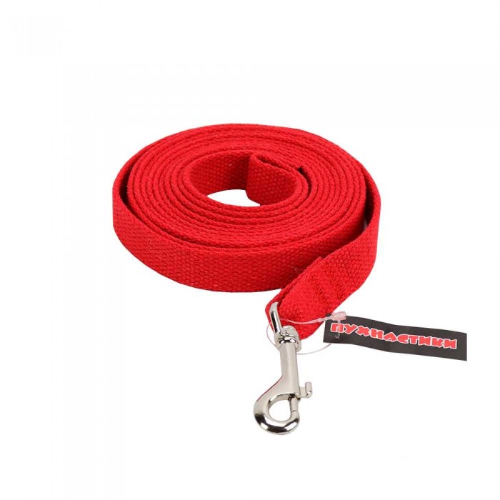 Пухнастики брезентовый поводок для собак М (красный) 3 м