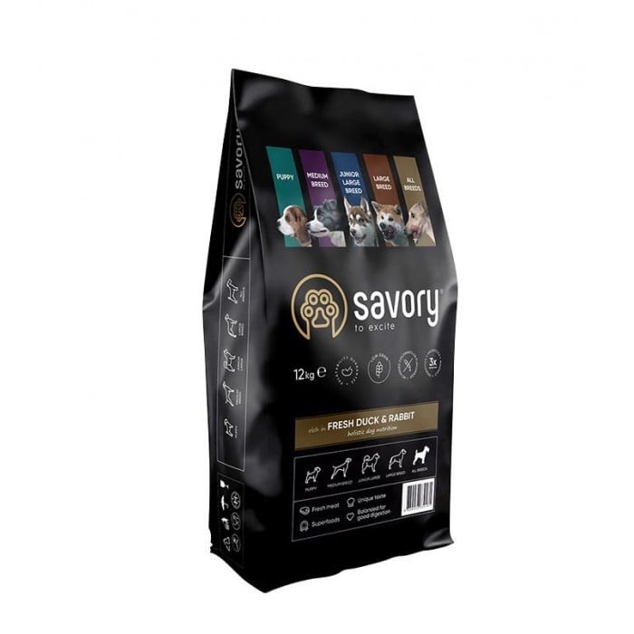 Savory Adult All Breeds rich in Fresh Duck and Rabbit  для собак всех пород 12 kg