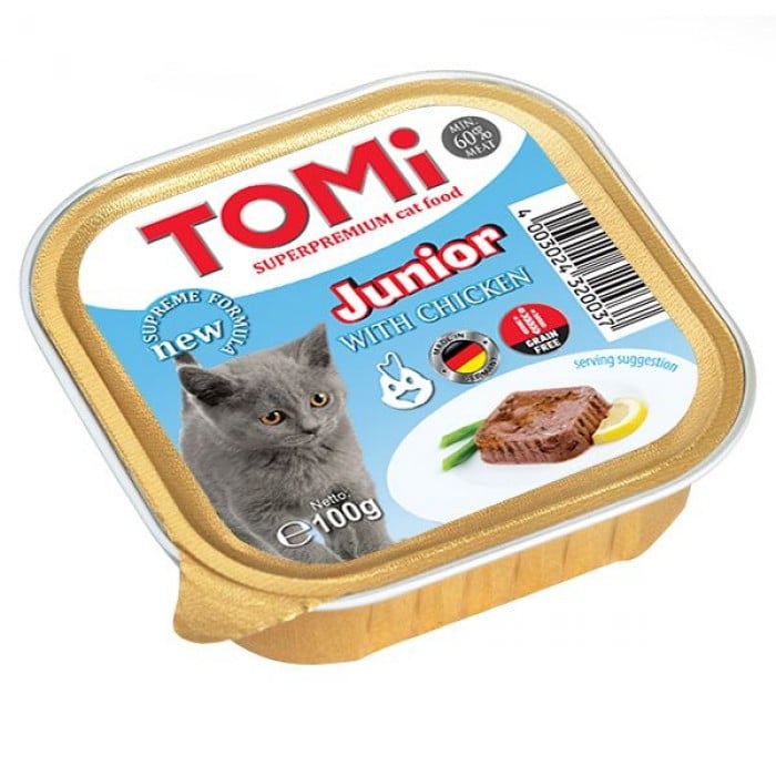 TOMI JUNIOR паштет с курицей для котят 100г*32шт