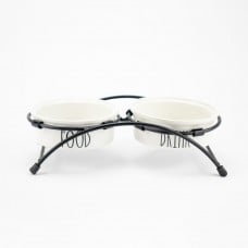 AGILITY двойная керамическая миска на подставке из нержавеющей стали для собак 14 см