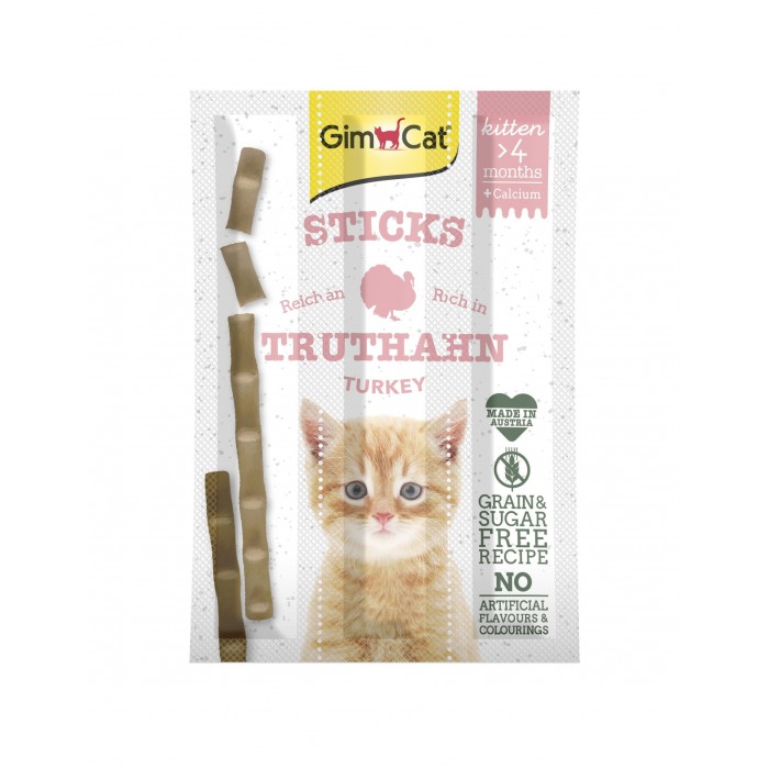 GimCat Sticks Kitten - лакомства для котят, с индейкой и кальцием.
