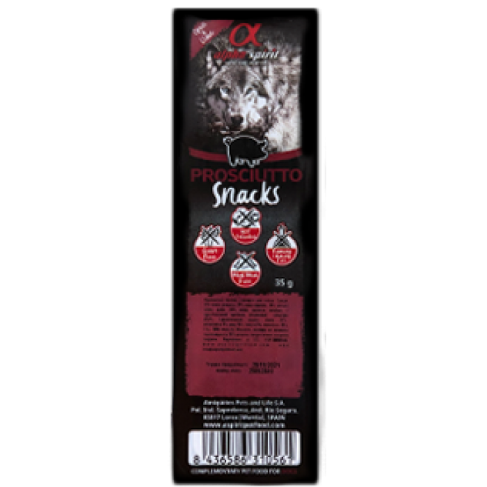 Alpha Spirit Dog Snacks Prosciutto полувлажные лакомства из прошутто 35г (кубики)