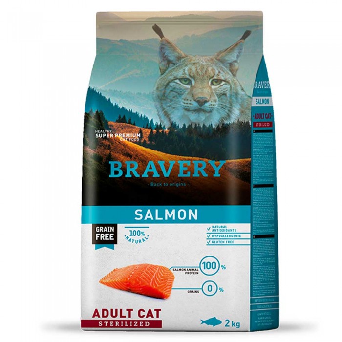 Bravery Salmon Adult Cat Sterilized сухой корм для стерилизованных кошек с лососем 2 кг