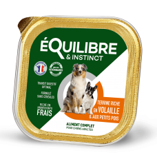 Equilibre & Instinct паштет для взрослых собак с мясом птицы и зеленым горошком 300г*9шт