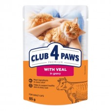 Club 4 Paws Premium влажный корм для кошек с телятиной в соусе 85г*24шт