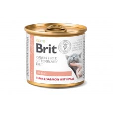 Консерва Brit GF Veterinary Diet Cat Renal з тунцем, лососем і горошком для котів 200 g