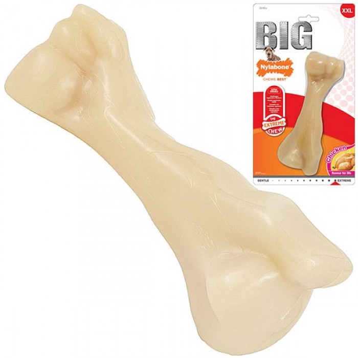 Nylabone Extreme Chew Big Bone игрушка кость для собак гигантских пород с ароматом курицы 17,5см