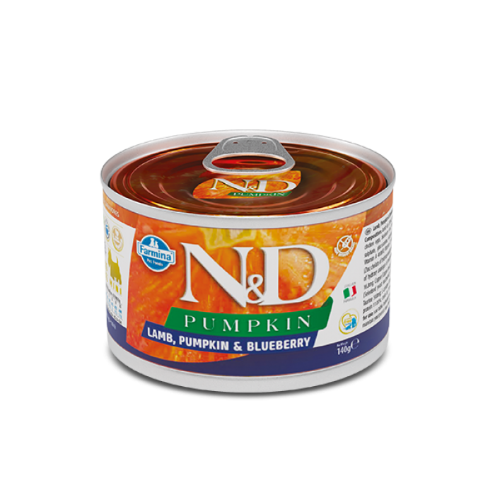 Farmina N&D Grain Free Pumpkin Lamb Adult Mini для собак мелких пород с тыквой, ягненком и черникой 140 г