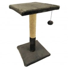 Пухнастики когтеточка для котов столбик с полкой (джут) шоколад 30×30×50 см