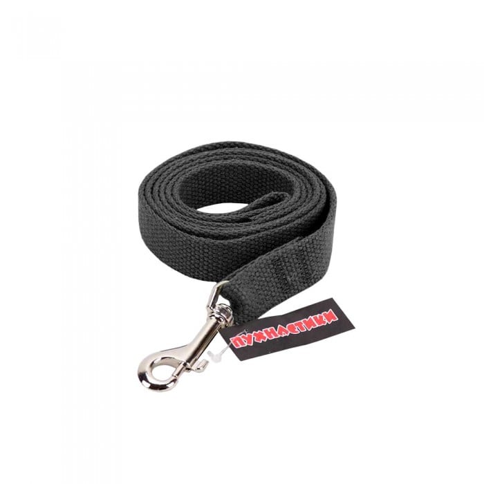 Пухнастики брезентовый поводок для собак М (черный) 1,2 м
