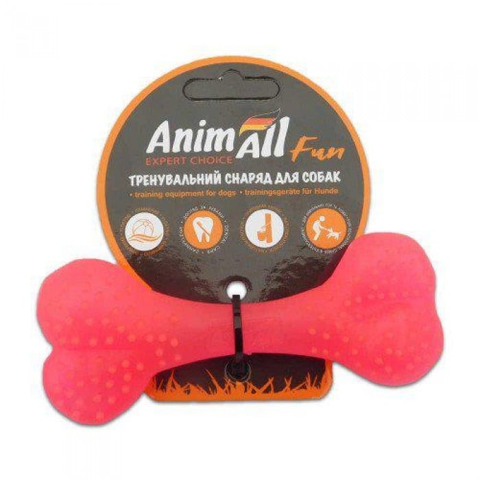 AnimAll Fun іграшка для собак "Кісточка" (коралова) 15 см​
