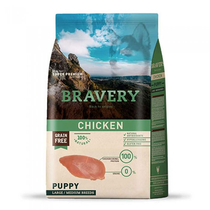 Bravery Chicken Puppy Large/Medium сухой корм для щенков средних и крупных пород с курицей 4 кг