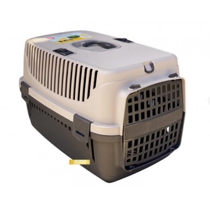 Irak Plast пластиковая переноска для кошек и собак до 8 кг (коричнево-бежевая)