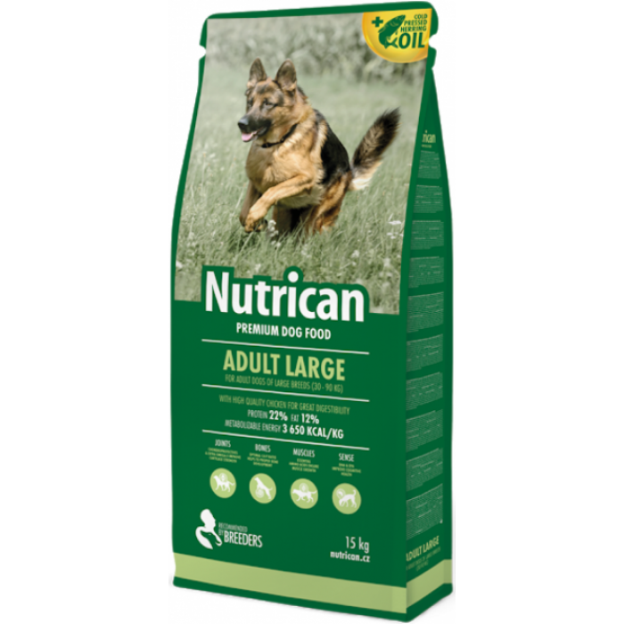 Nutrican Adult Dog Large сухой корм для взрослых собак крупных пород 15+2 кг