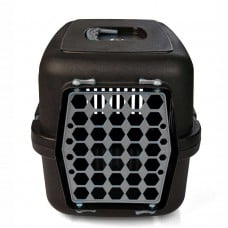 AGILITY Plast пластиковая переноска для кошек и собак до 12 кг (черно-серый) 35х49х32,5 см