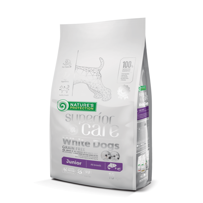 Nature's Protection Superior Care White Dogs Grain Free Junior All Breeds для юниоров с белым окрасом 10 кг