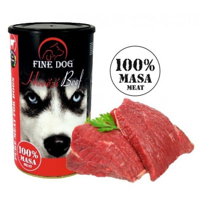 Fine Dog консерва с говядиной для собак 100% мяса 1200г