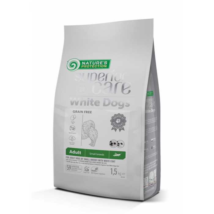 Nature's Protection Superior Care White Dogs Grain Free with Insect Adult Small Breeds с белой шерстью 1,5 кг