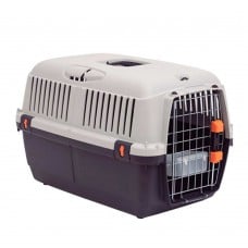 Bergamo Iata Bracco Travel 2 переноска с металлической дверцей и поилкой для собак до 18 кг (серо-черная)