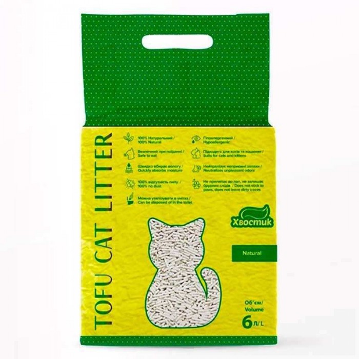 Tofu Cat Litter Classic соевый наполнитель Тофу Хвостик для кошек без аромата 6 л