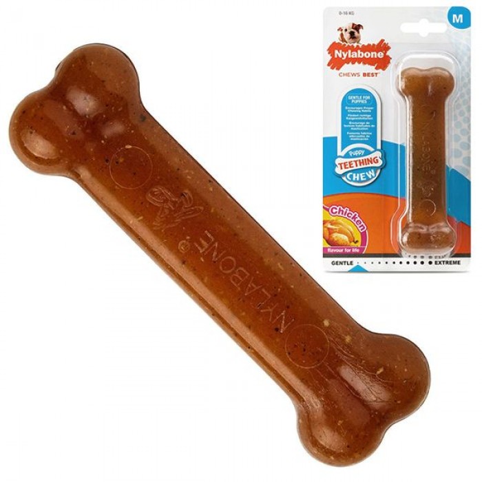 Nylabone Puppy Chew Bone игрушка кость для щенков средних пород с ароматом курицы 13,3см