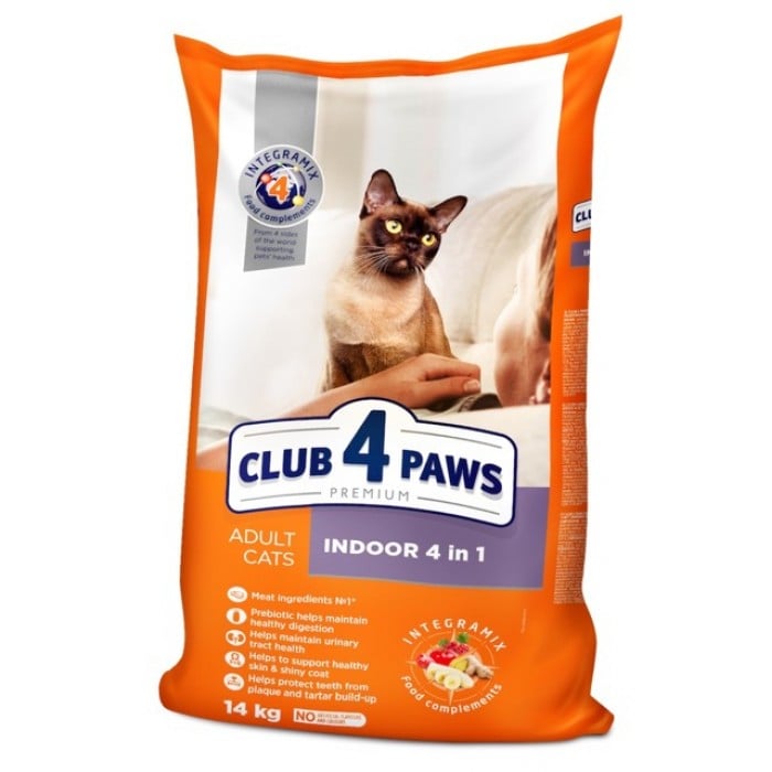 Club 4 Paws Premium&nbsp;Indoor 4 in 1&nbsp;Adult Cat Chicken сухой корм для котов с курицей 14 кг