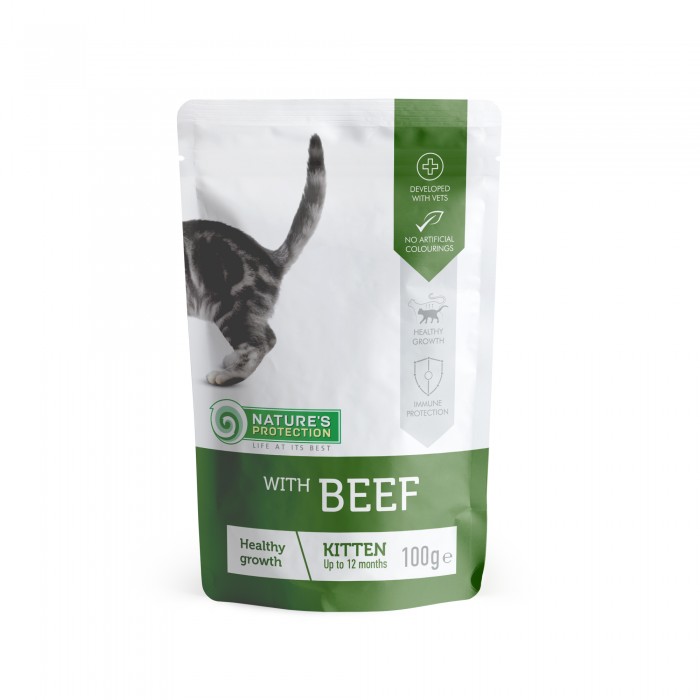 Nature's Protection Kitten Healthy Growth with Beef вологий корм з яловичиною для кошенят 100 г*12шт