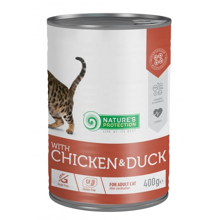 Nature's Protection with Chicken & Duck влажный корм с курицией и уткой для стерилизованных кошек 400 г*6шт.