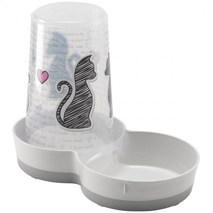 MODERNA TASTY CATS IN LOVE Автокормушка/Автопоилка (белая) 1,5 л