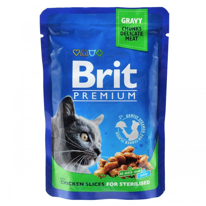 Brit Premium Cat pouch курка для стерилізованих 100г*24шт