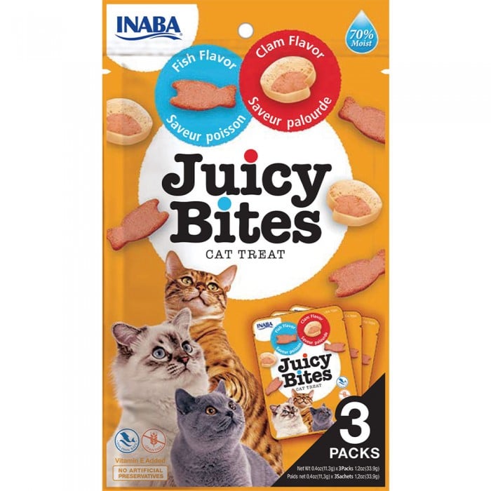 INABA Juicy Bites снеки для кошек со вкусом рыбы и моллюсков 3 шт*11,3 г
